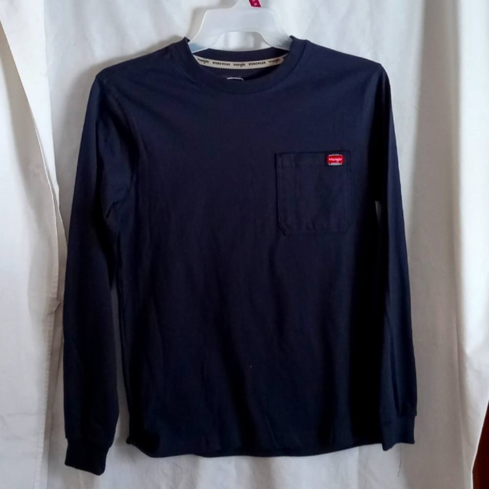 Mens Wrangler Workwear Long Sleeve T Shirt Small Black